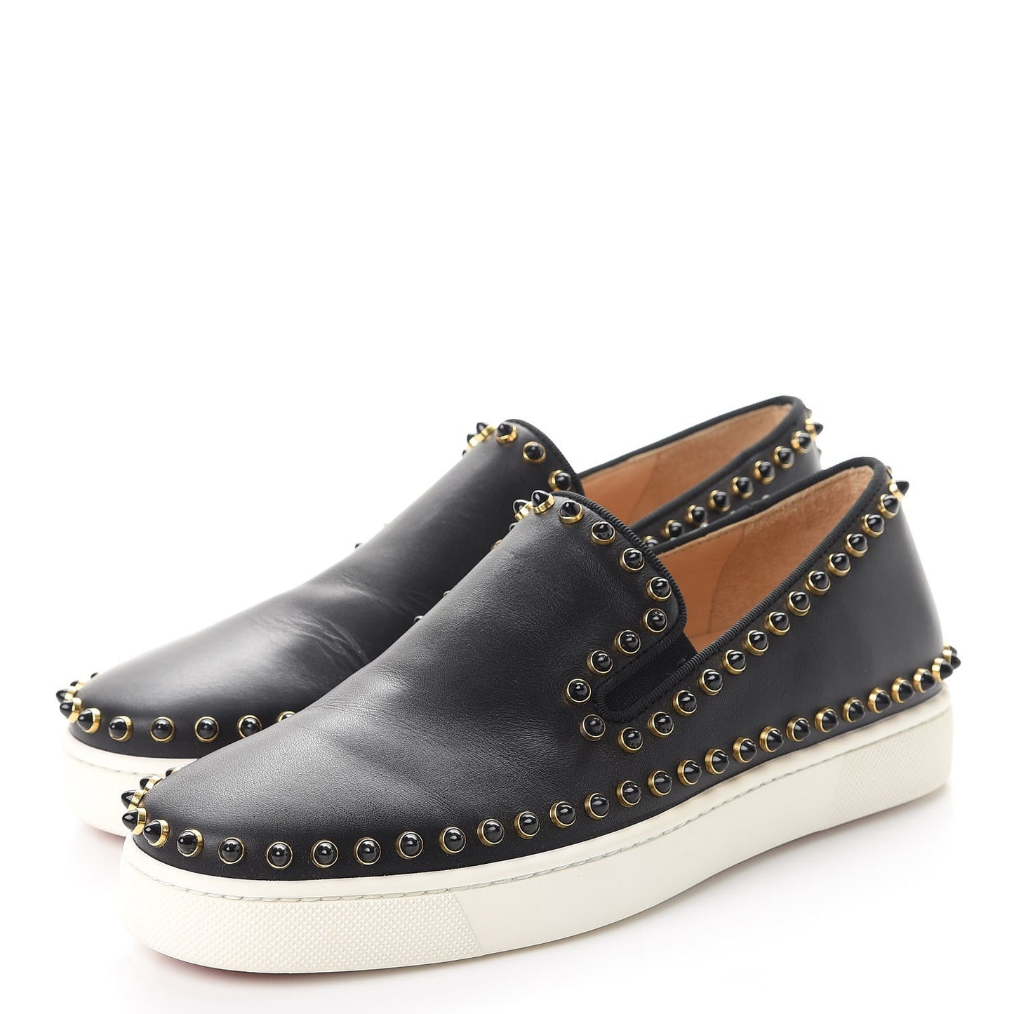 Calfskin Studded Cador Flats 37 Black
