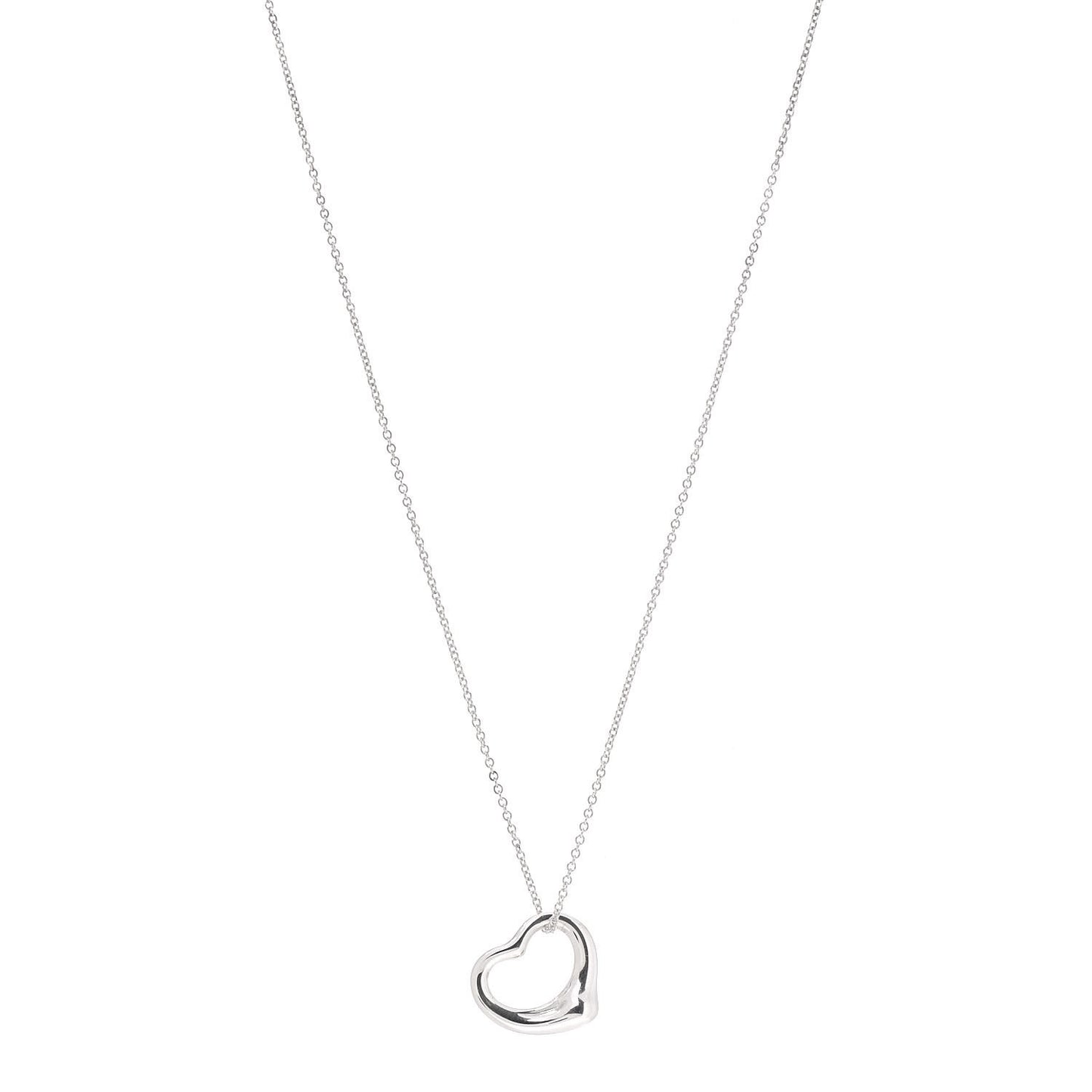 Sterling Silver 16mm Elsa Peretti Open Heart Pendant Necklace