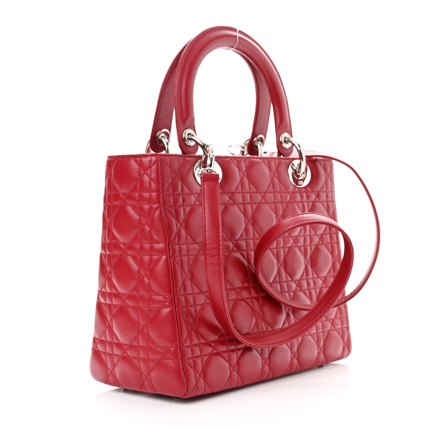 Lambskin Cannage Medium Lady Dior Red