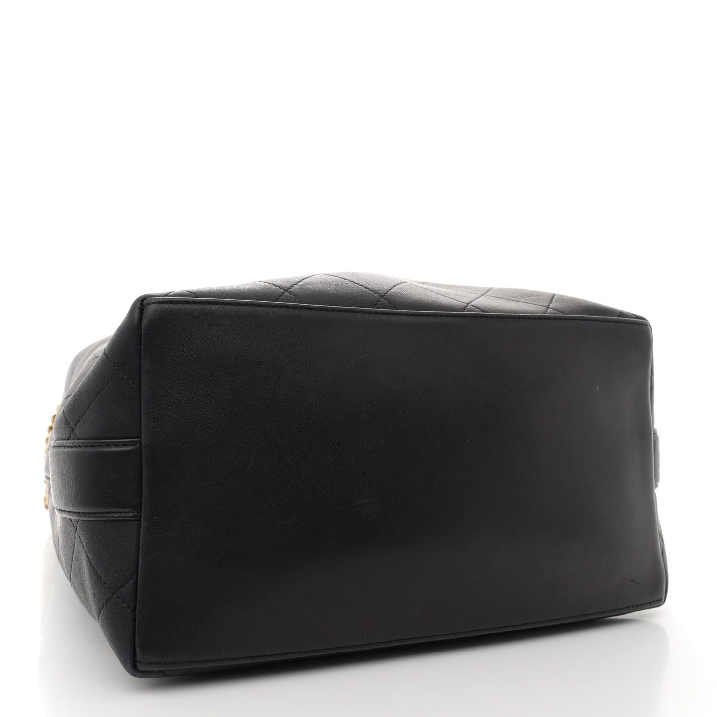 Calfskin Quilted Small On My Shoulder Drawstring Bag Black