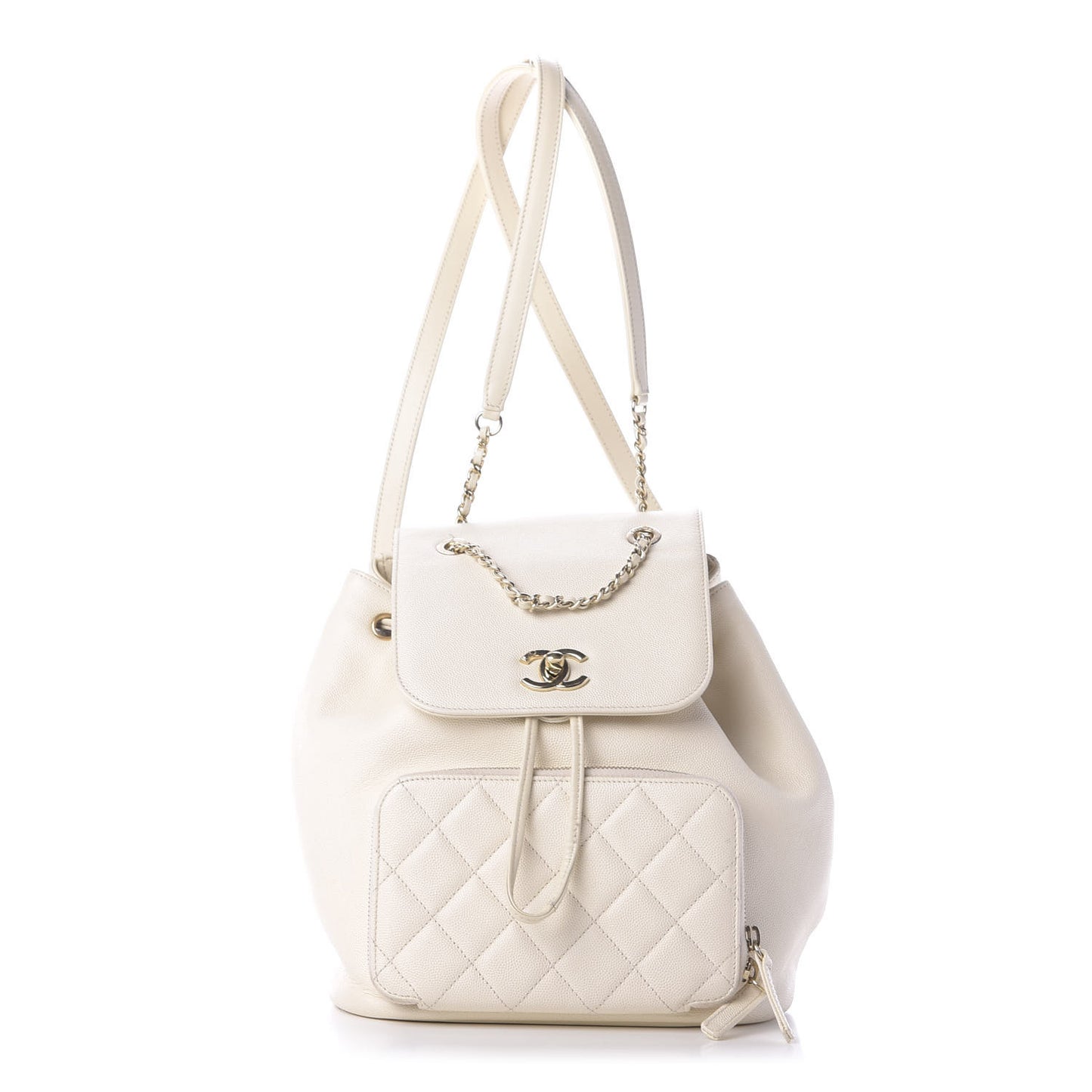 Caviar Quilted Business Affinity Backpack White