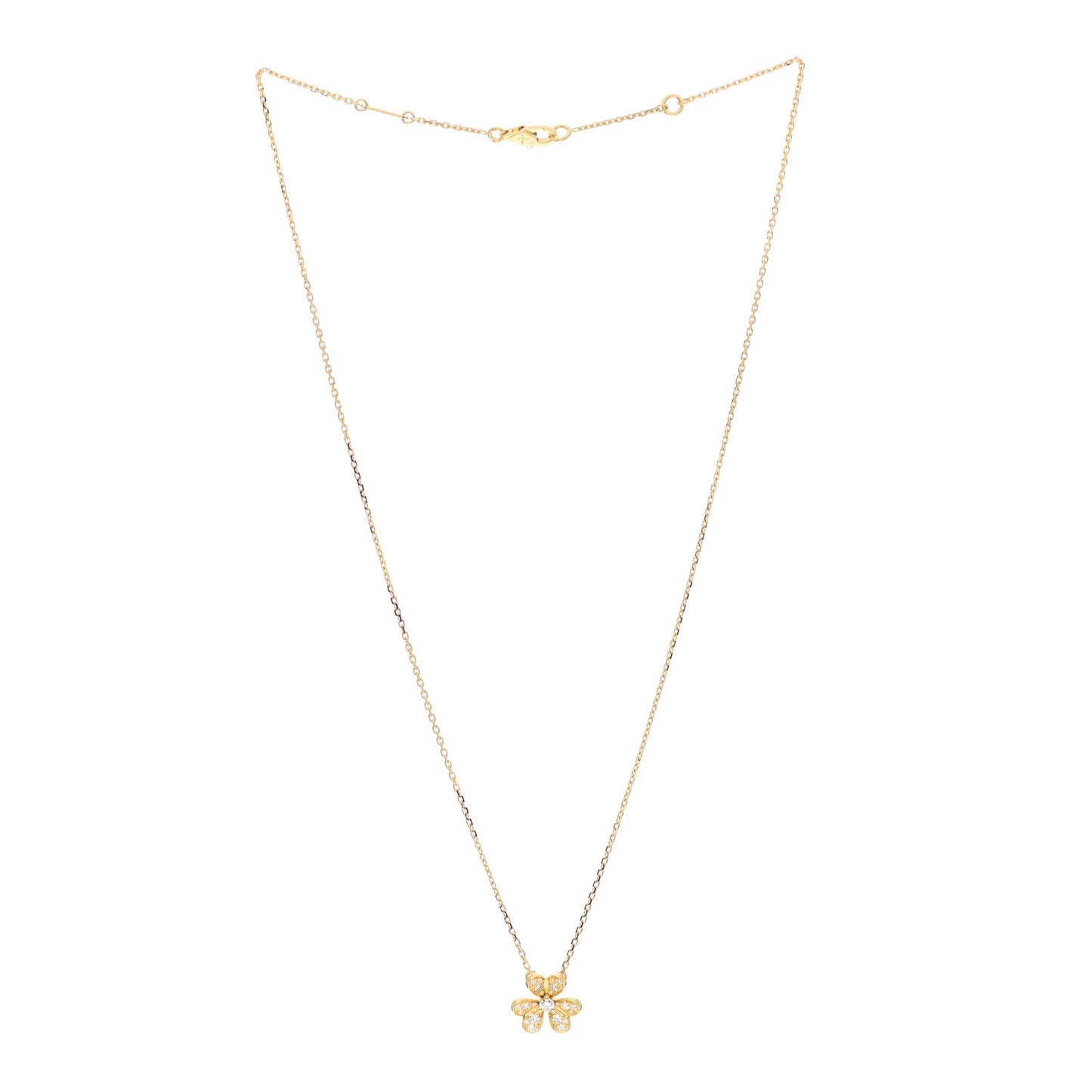 18K Yellow Gold Diamond Mini Frivole Pendant Pave Necklace