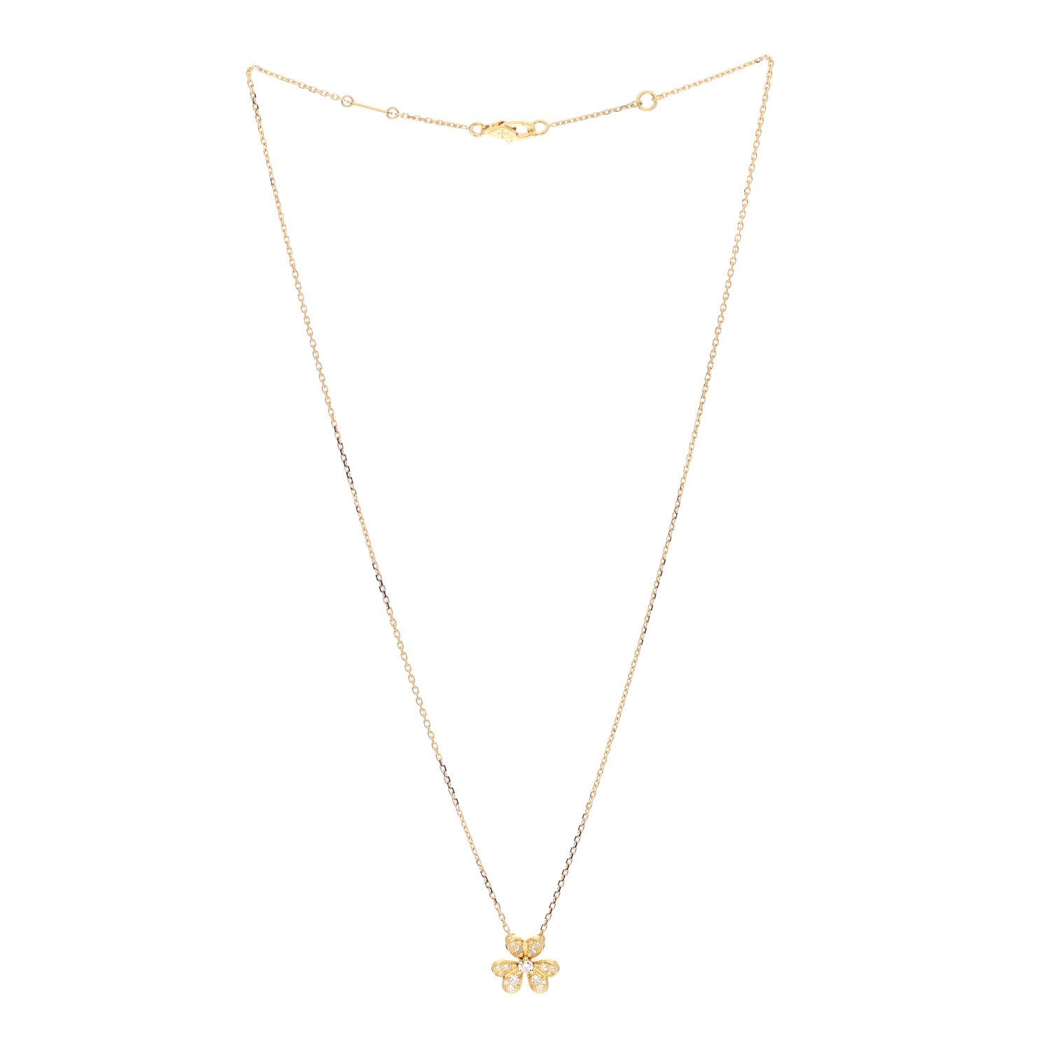 Van Cleef & Arpels 18K Yellow Gold Diamond Mini Frivole Pendant Pave Necklace 3 of 7