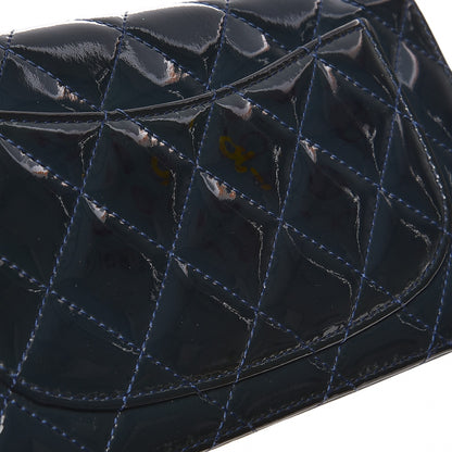 Chanel Patent Quilted Yen Wallet Dark Blue 14 of 14