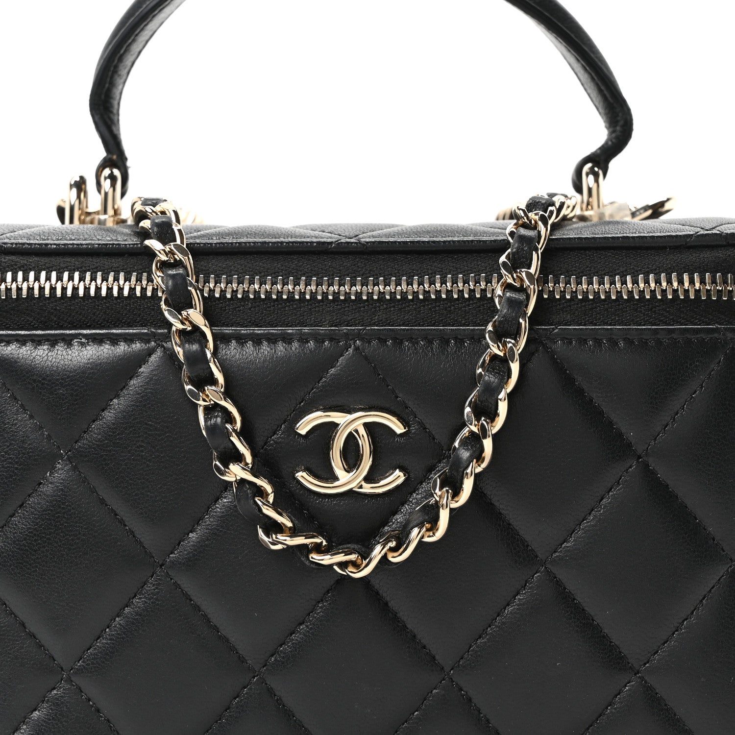 Chanel Lambskin Quilted Small Top Handle Vanity Case With Chain Black 8 of 10