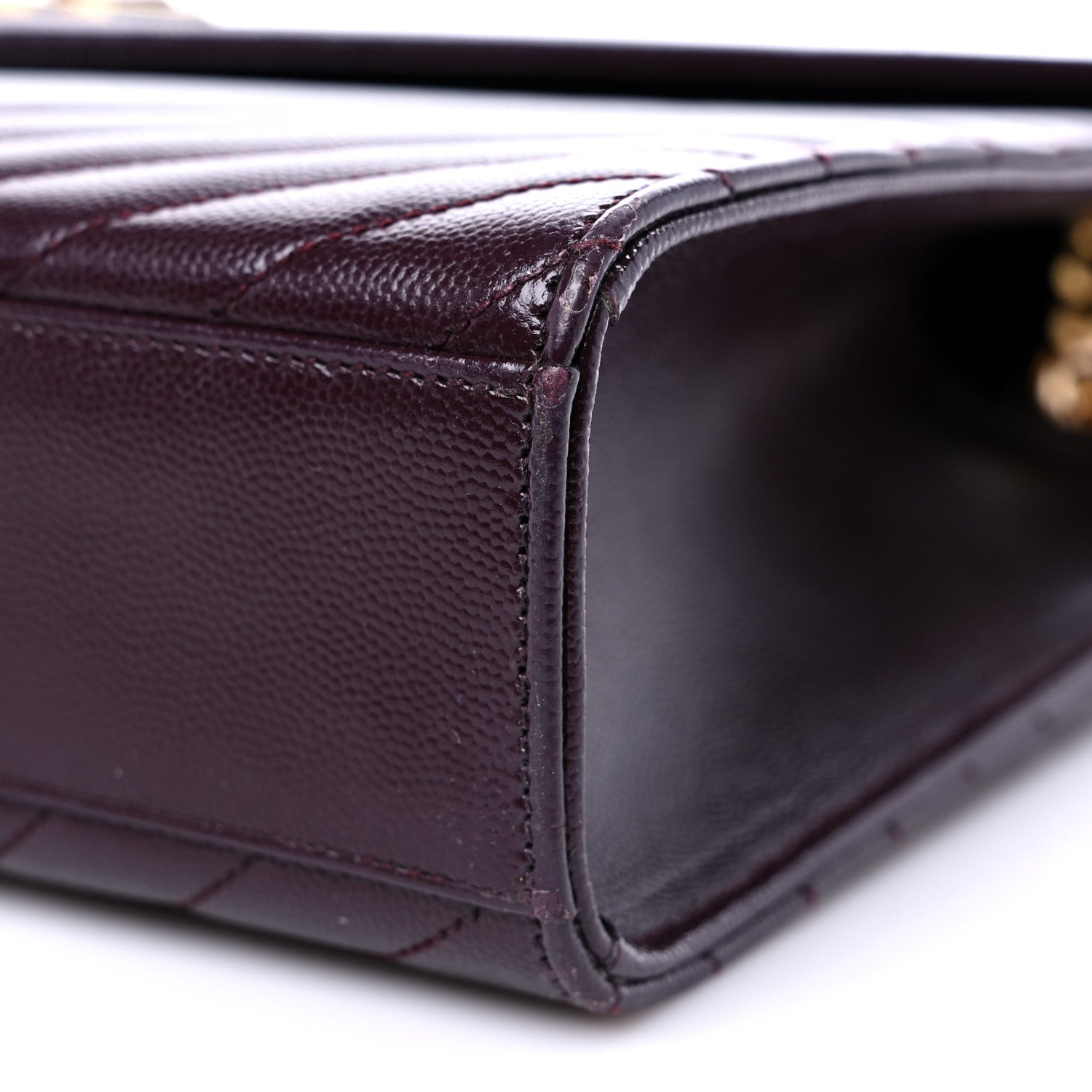 Saint Laurent Grain De Poudre Matelasse Chevron Large Monogram Satchel Rouge Legion 9 of 10