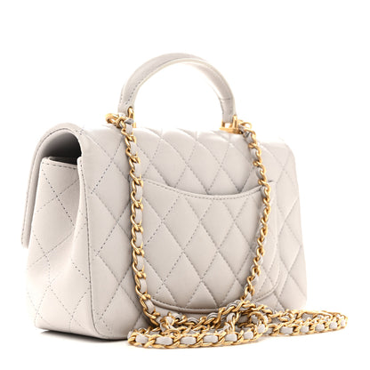 Chanel Lambskin Quilted Mini Top Handle Rectangular Flap Grey 3 of 13
