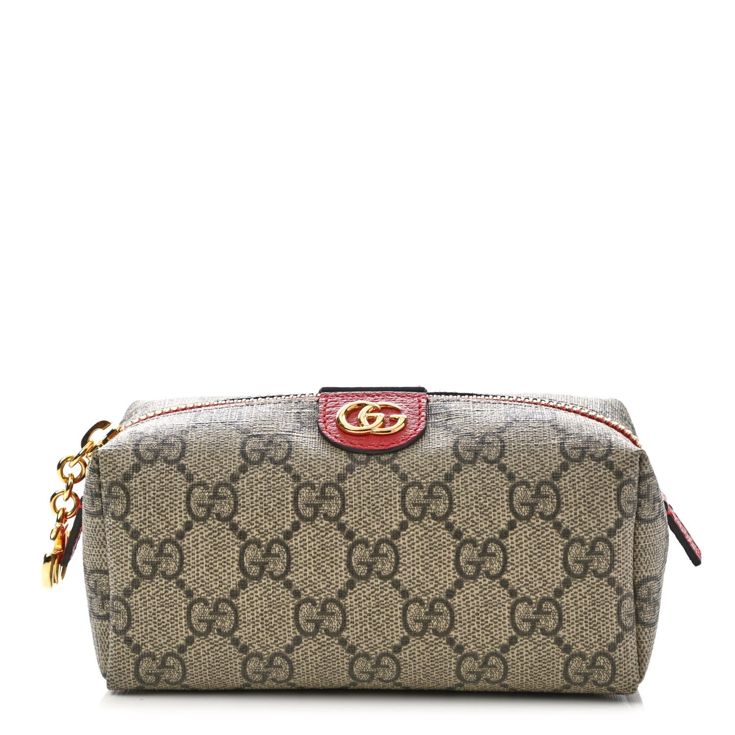Gucci Soft GG Supreme Monogram Calfskin Small Ophidia Cosmetic Case Beige Ebony Hibiscus Red 1 of 8