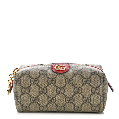 Gucci Soft GG Supreme Monogram Calfskin Small Ophidia Cosmetic Case Beige Ebony Hibiscus Red 1 of 8