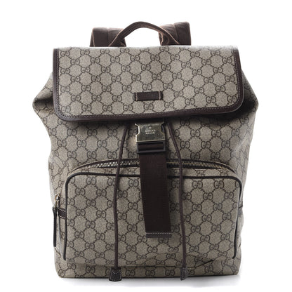 Gucci GG Supreme Monogram Medium Single Buckle Rucksack Backpack Beige Ebony Brown 1 of 8