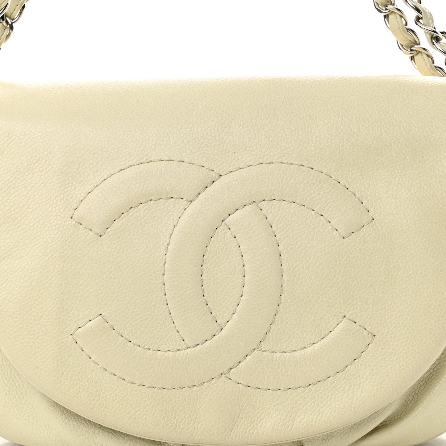 Caviar Half Moon Wallet On Chain WOC White