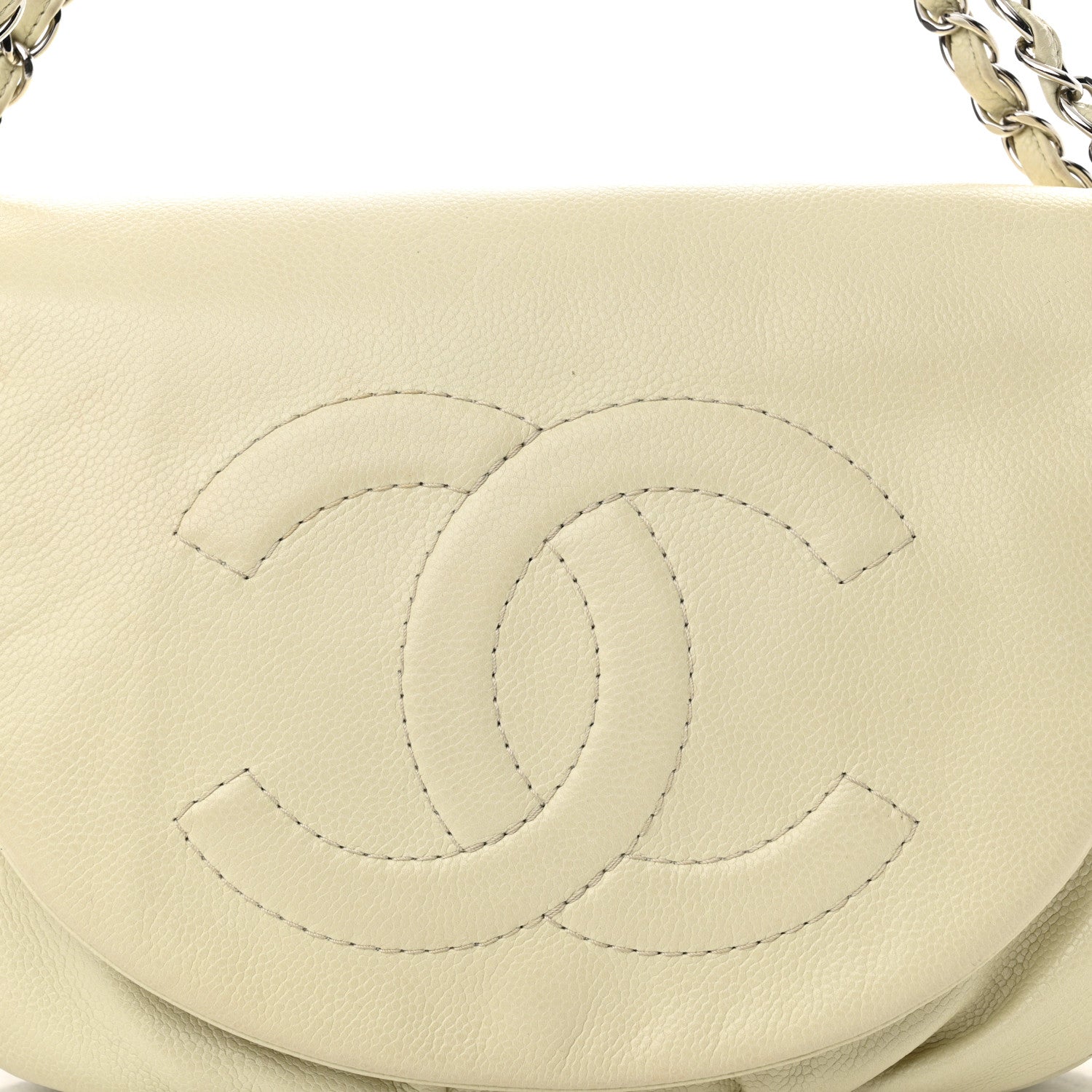 Chanel Caviar Half Moon Wallet On Chain WOC White 8 of 13