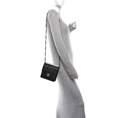 Chanel Goatskin Quilted Chic Pearls Flap Black 2 of 10