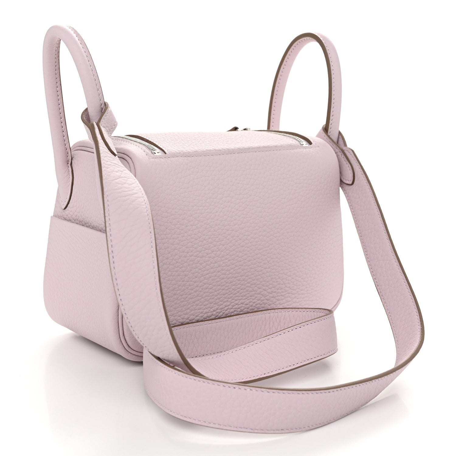 Hermes Taurillon Clemence Verso Mini Lindy 20 Mauve Pale Mushroom 3 of 11