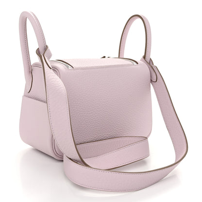 Hermes Taurillon Clemence Verso Mini Lindy 20 Mauve Pale Mushroom 3 of 11