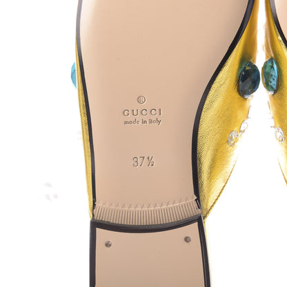 Gucci Metallic Nappa Crystal Womens Princetown Slippers 37.5 Gold 9 of 11