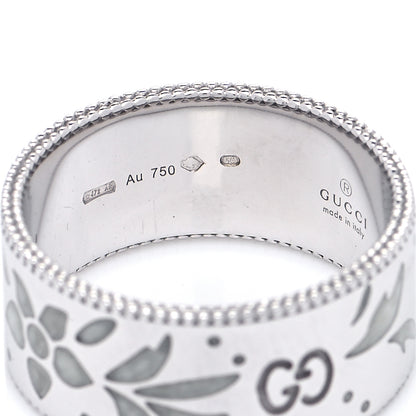 Gucci 18K White Gold Enamel Icon Blooms Wide Ring 54 7 4 of 5
