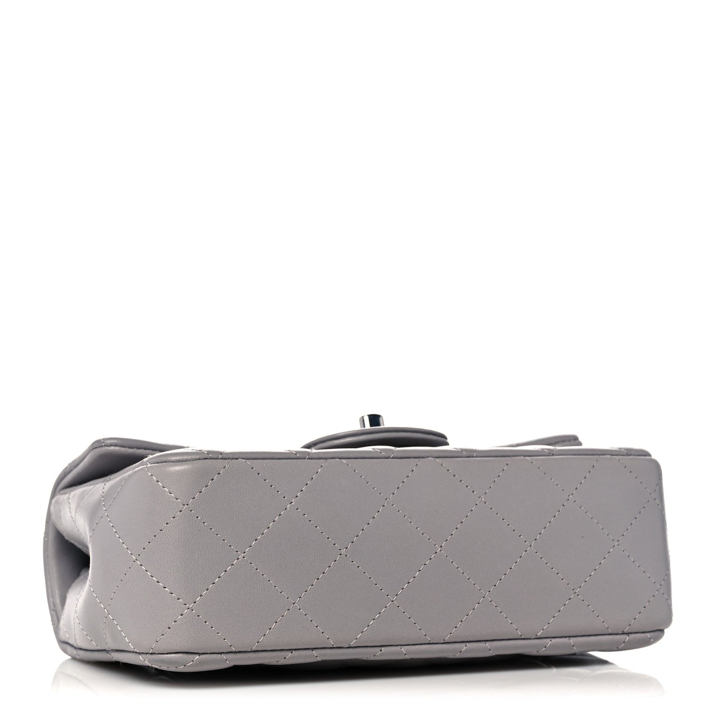 Lambskin Quilted Mini Rectangular Flap Grey