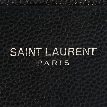 Saint Laurent Grain De Poudre Matelasse Chevron Monogram Card Case Black 6 of 7