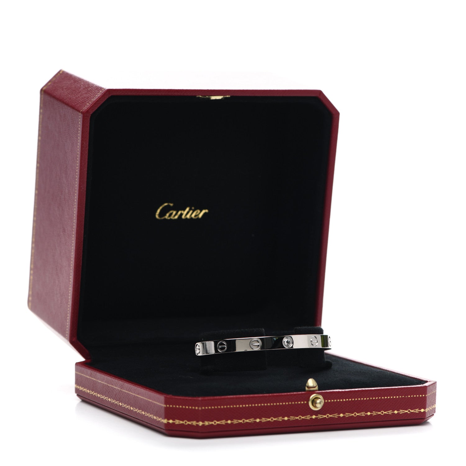 Cartier 18K White Gold 1 Diamond LOVE Cuff Bracelet 17 4 of 4
