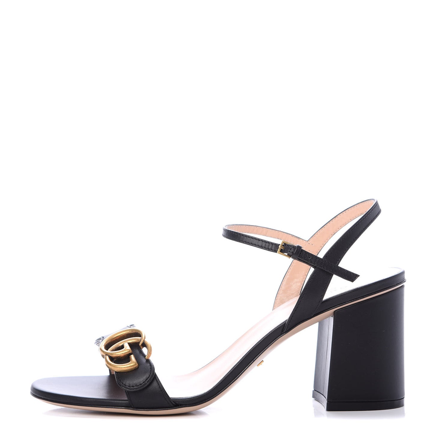 Lifford Calfskin GG Marmont Ankle Wrap 75mm Sandals 39.5 Black