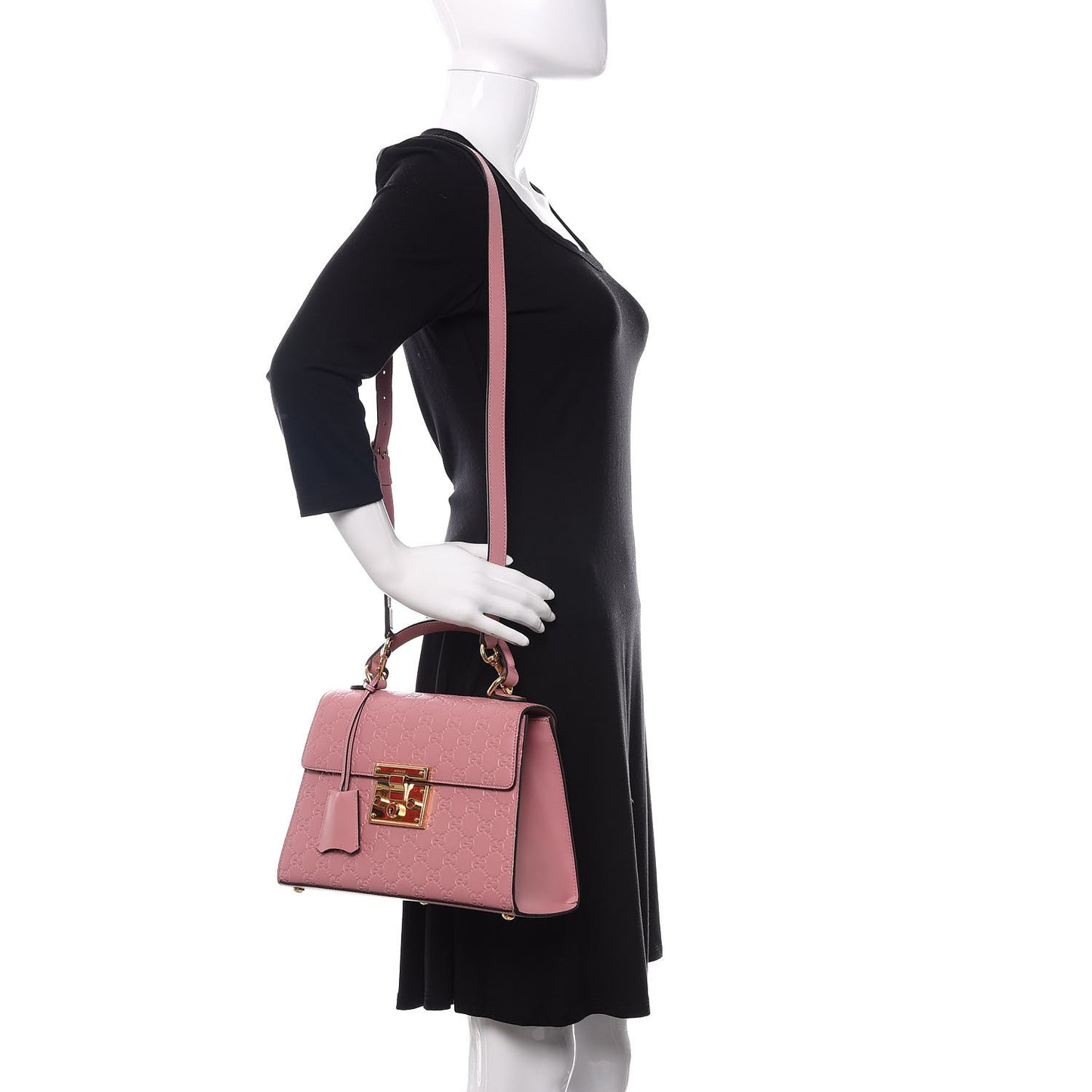 Guccissima Signature Small Padlock Top Handle Bag Rose Baby Candy