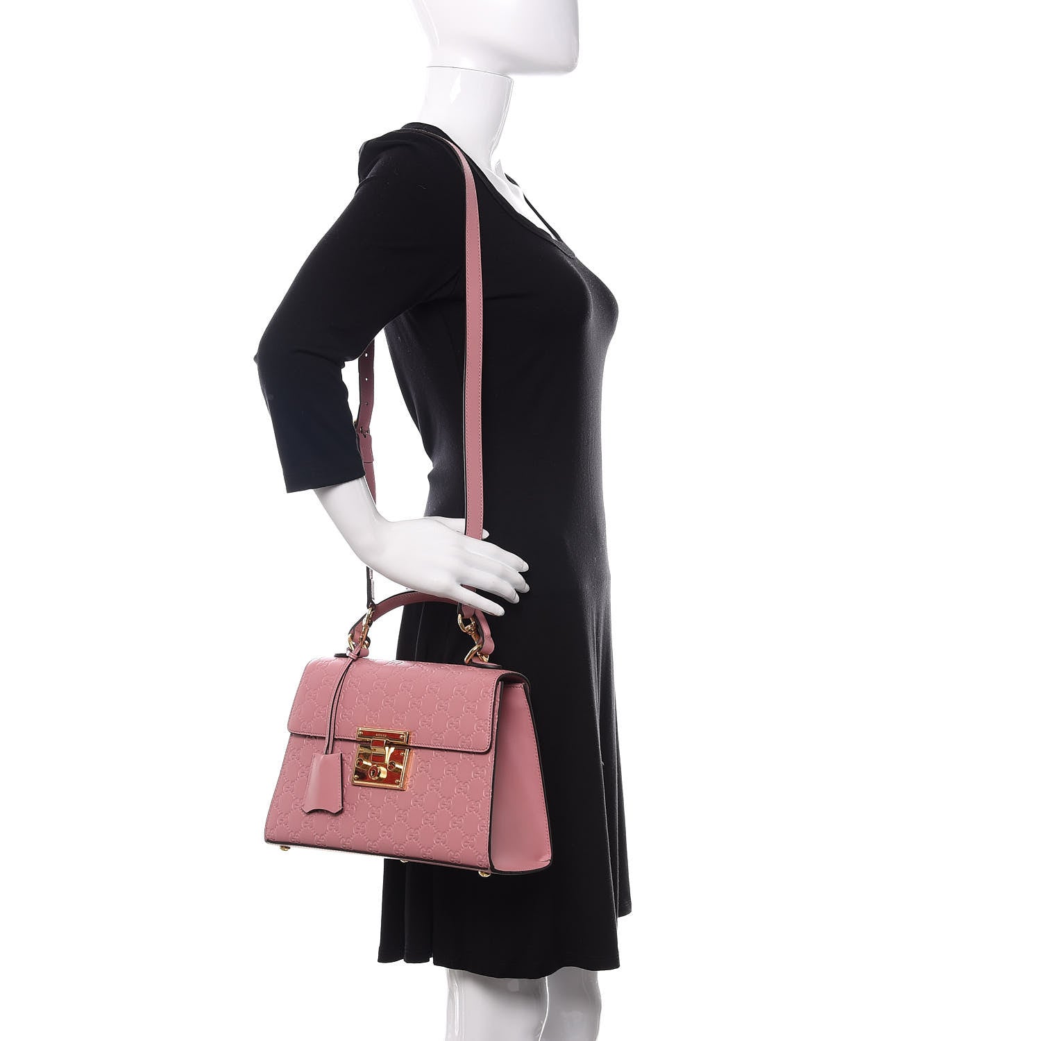 Gucci Guccissima Signature Small Padlock Top Handle Bag Rose Baby Candy 2 of 10