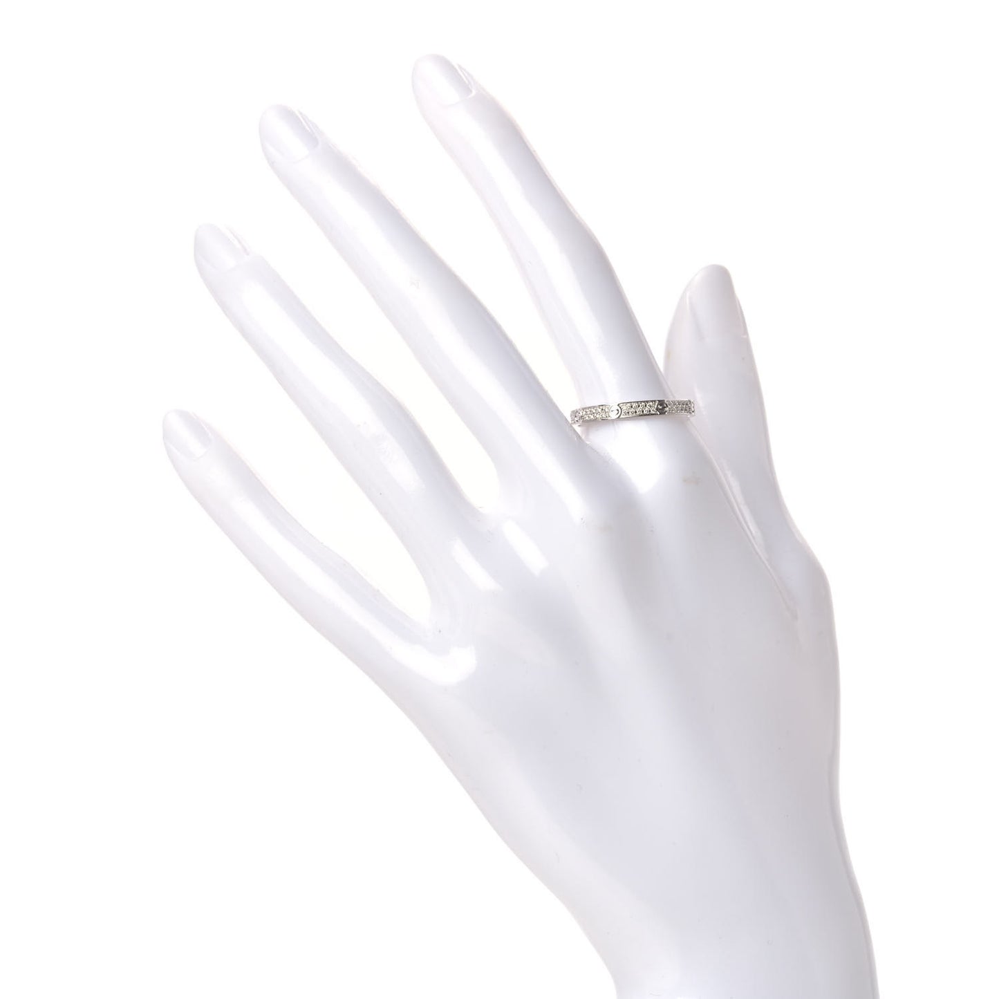 18K White Gold Diamond 2.6mm LOVE Paved Band Ring 58 8.5