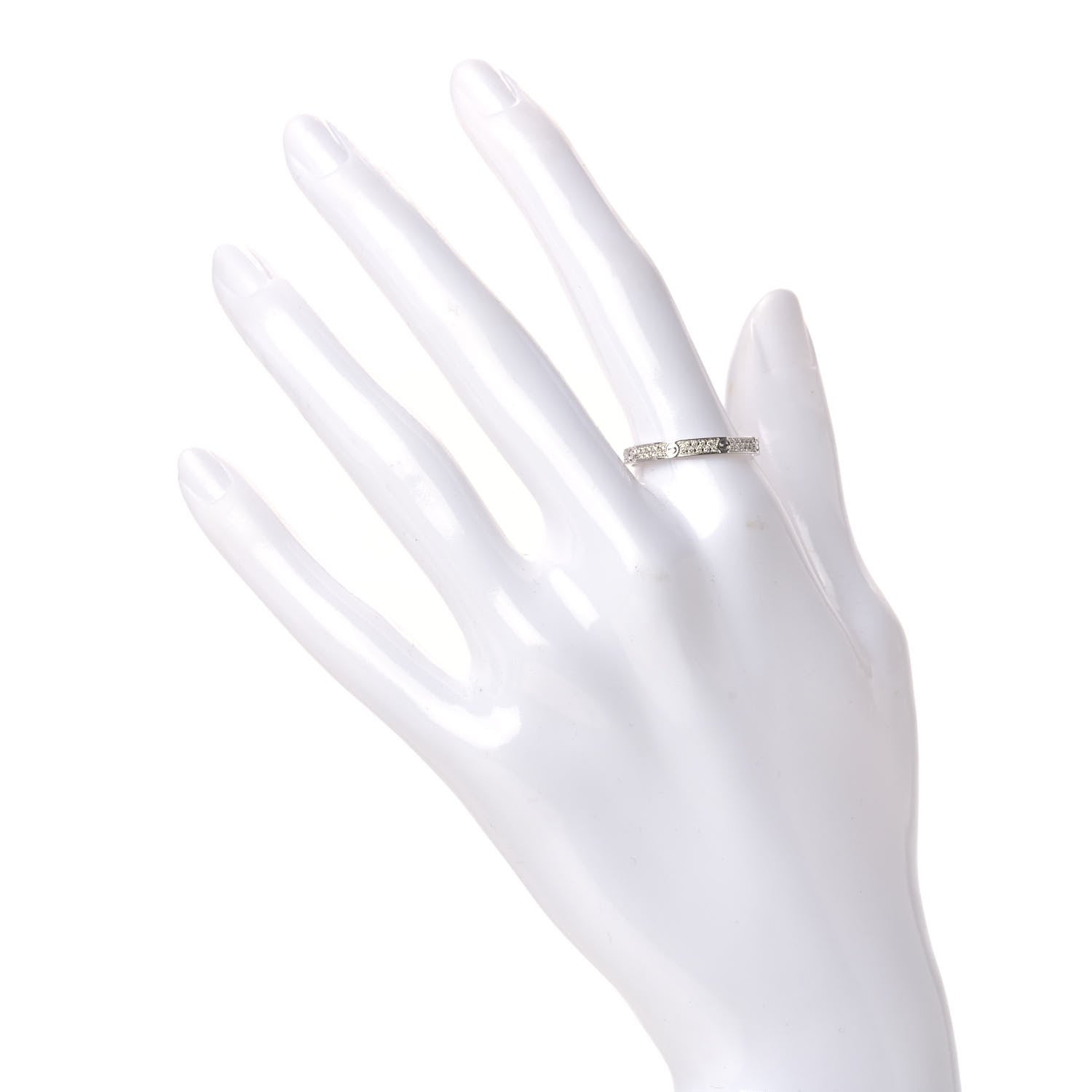 Cartier 18K White Gold Diamond 2.6mm LOVE Paved Band Ring 58 8.5 2 of 6