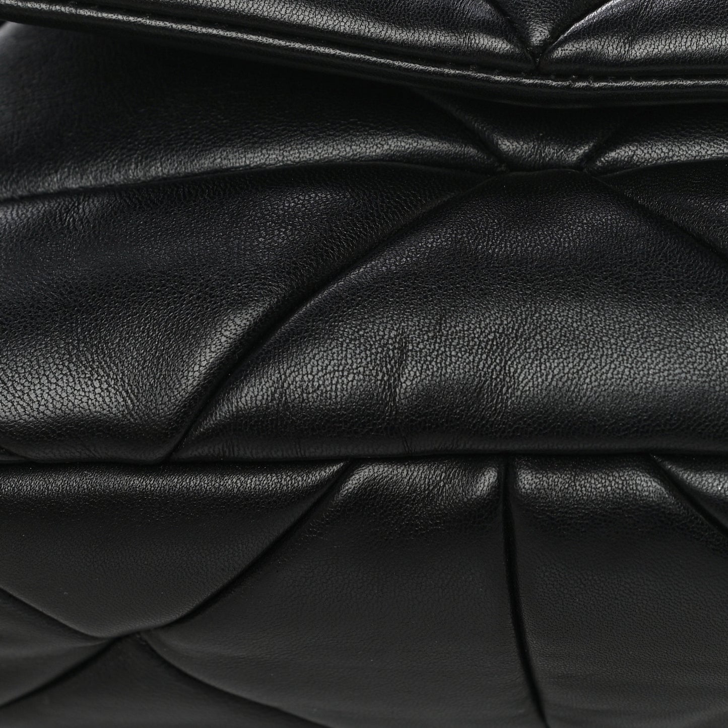 Nappa Re-Nylon Triangle Quilted Patchwork System Flap Shoulder Bag Black