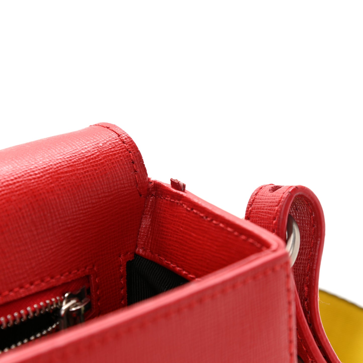 Saffiano Striped Diag Binder Flap Bag Red