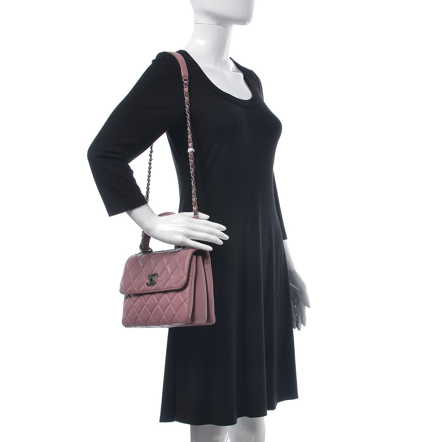 Lambskin Quilted Small Trendy CC Flap Dual Handle Bag Pink