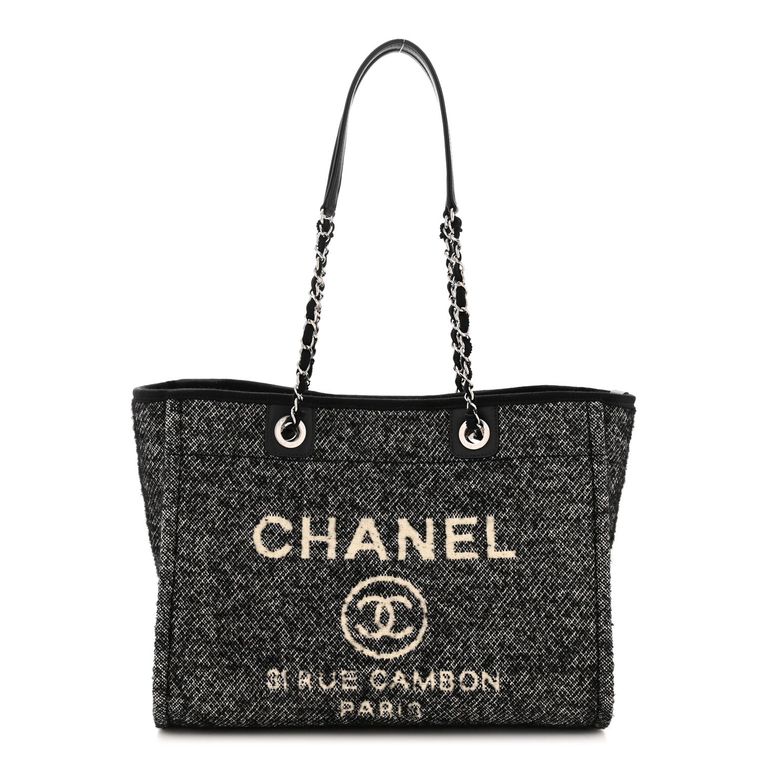 Chanel Mixed Fibers Calfskin Small Deauville Tote Black 1 of 10
