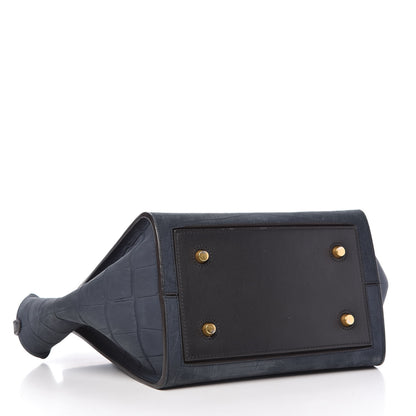 Celine Smooth Calfskin Nubuck Crocodile Embossed Mini Tie Knot Tote Navy 4 of 12