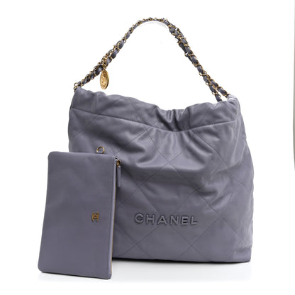 Chanel Shiny Caviar Quilted Monochrome Small Chanel 22 Light Purple 2 of 10