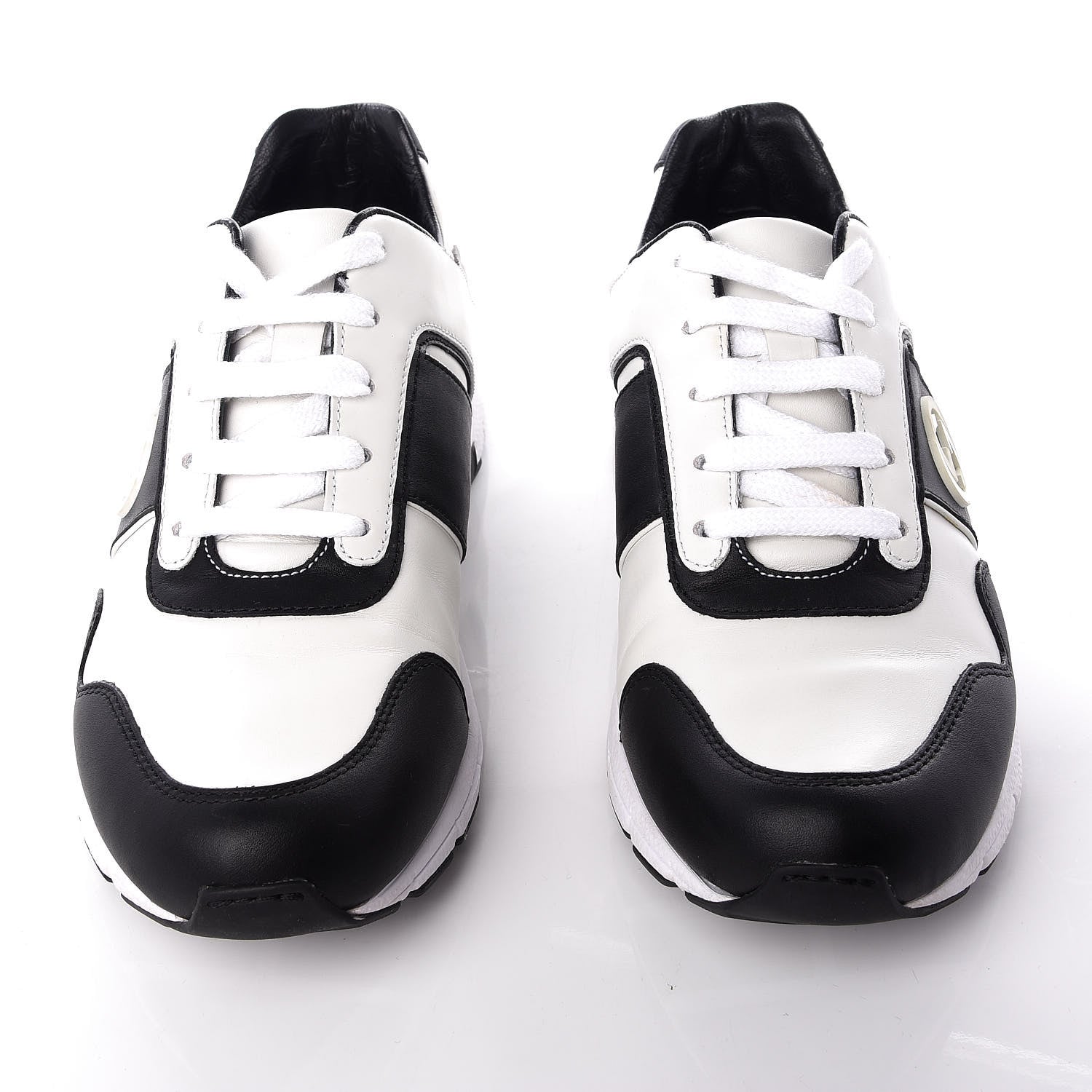 Gucci Calfskin Womens Interlocking G Sneakers 37.5 Black White 4 of 14