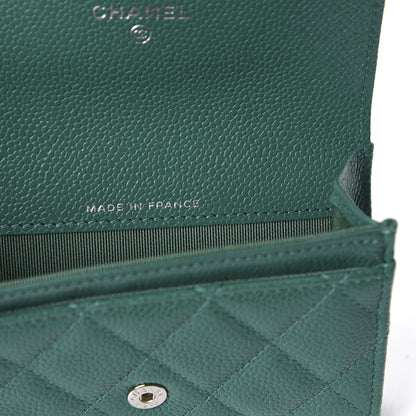 Chanel Caviar Quilted Card Holder Wallet Green 8 of 10