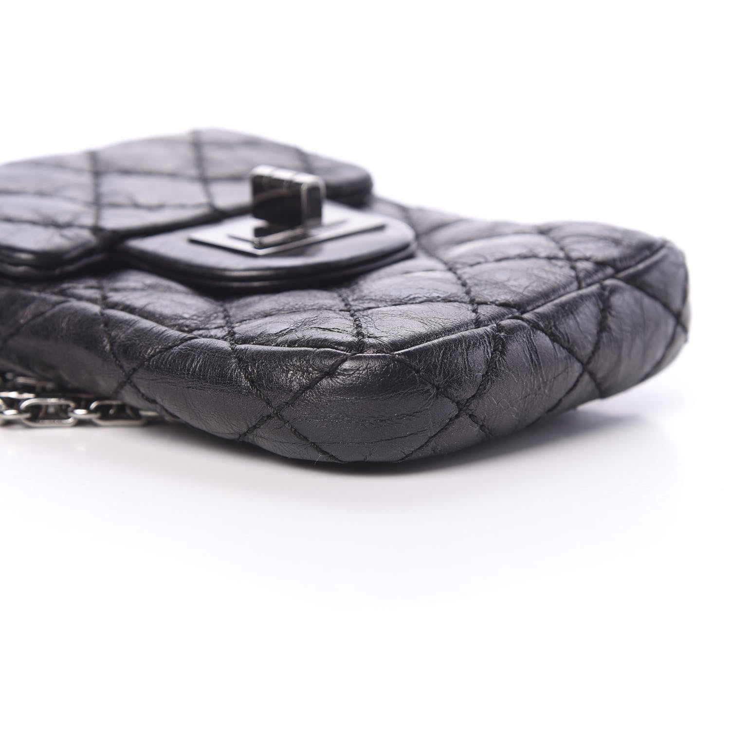 Chanel Metallic Aged Calfskin Quilted 2.55 Reissue Phone Case Black 8 of 10