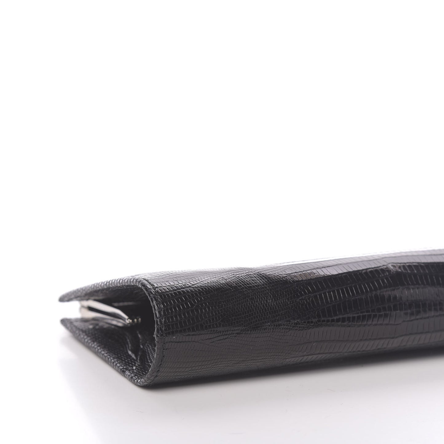 Calfskin Lizard Embossed Clutch Black