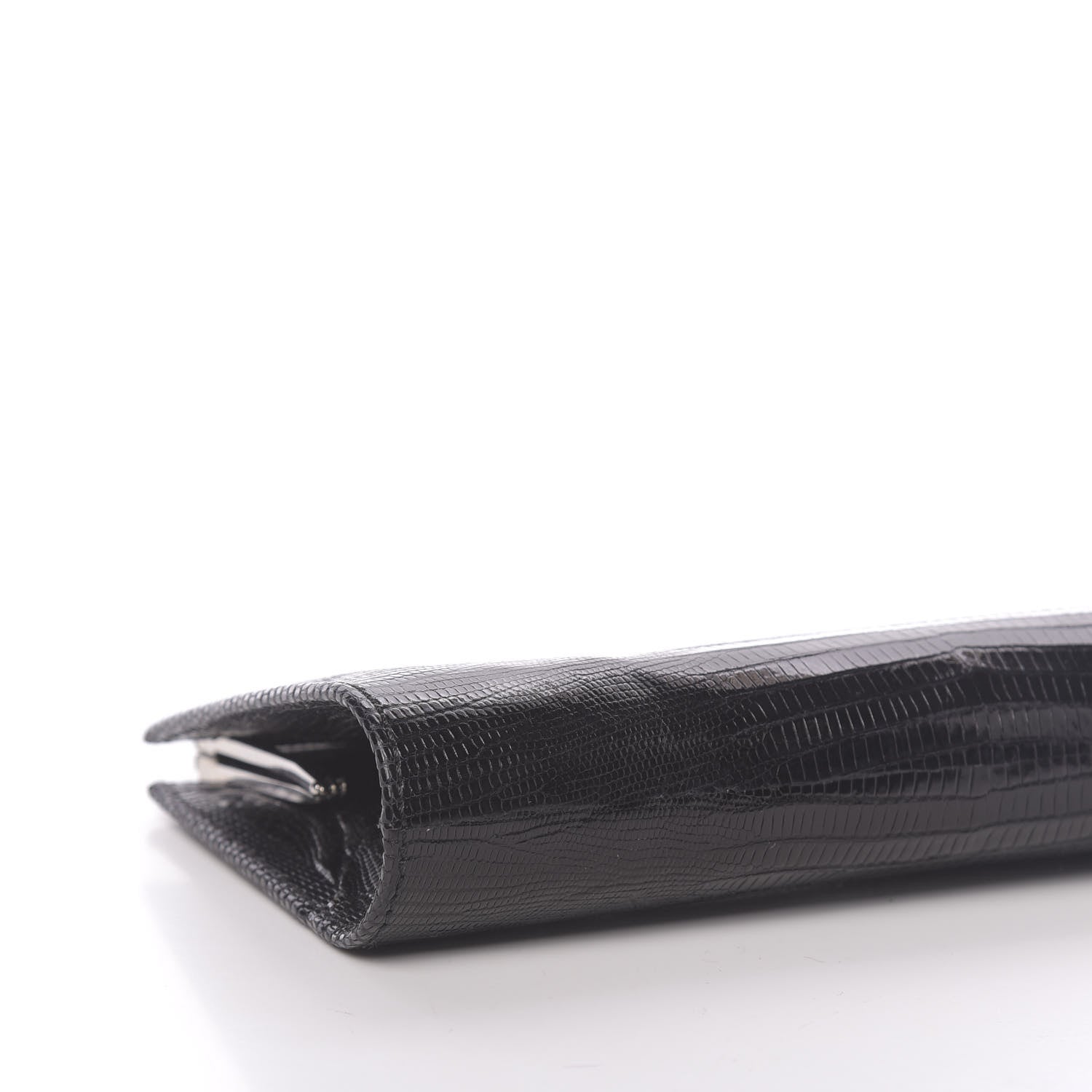 Christian Louboutin Calfskin Lizard Embossed Clutch Black 7 of 9