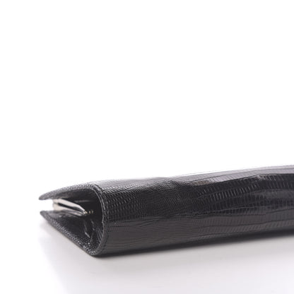 Christian Louboutin Calfskin Lizard Embossed Clutch Black 7 of 9