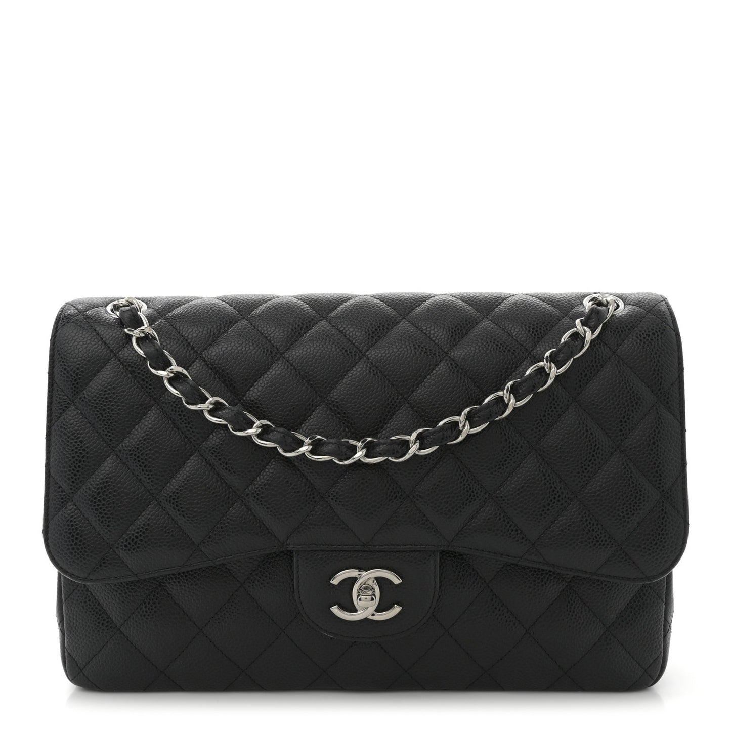 Caviar Quilted Jumbo Double Flap Black