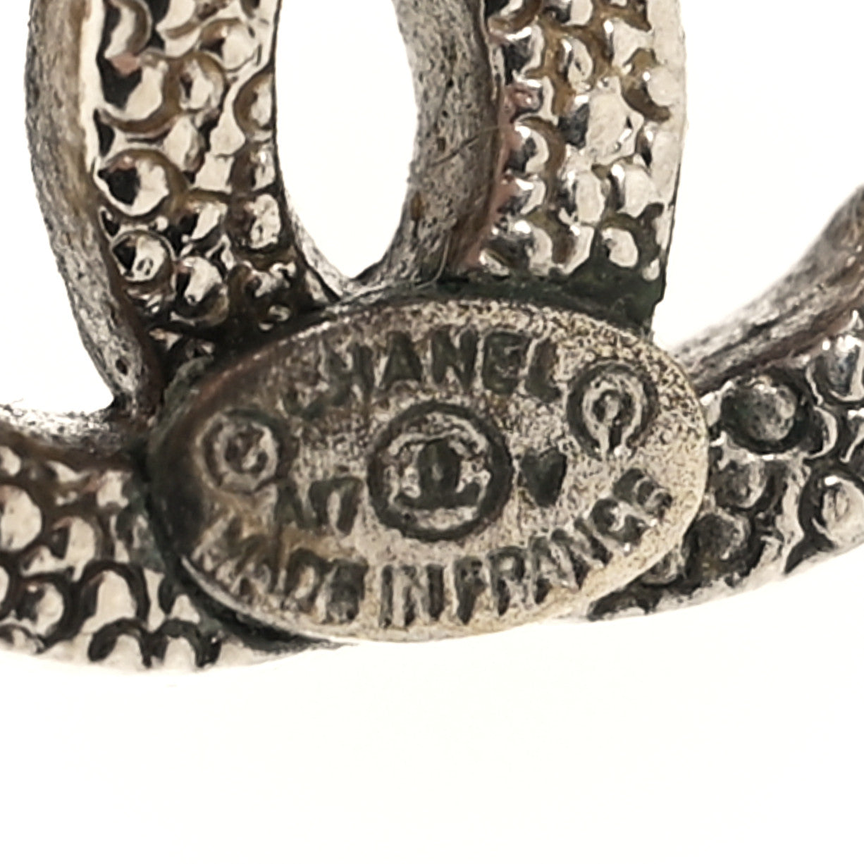 Chanel Crystal Timeless CC Earrings Silver 4 of 5