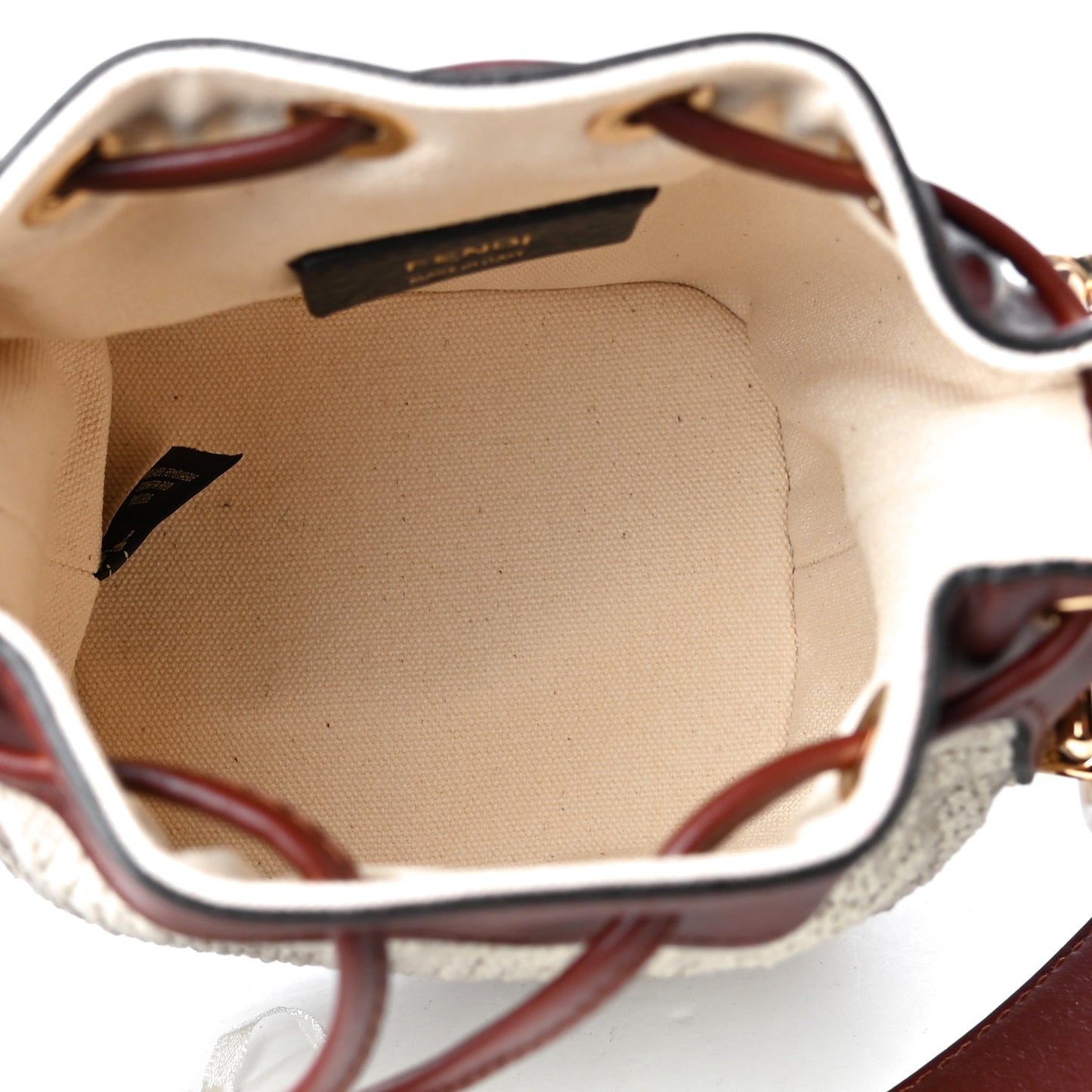 Sardinian Jacquard Vitello King F is Fendi FF 1974 Embroidered Mini Mon Tresor Bucket Bag Corda Praline