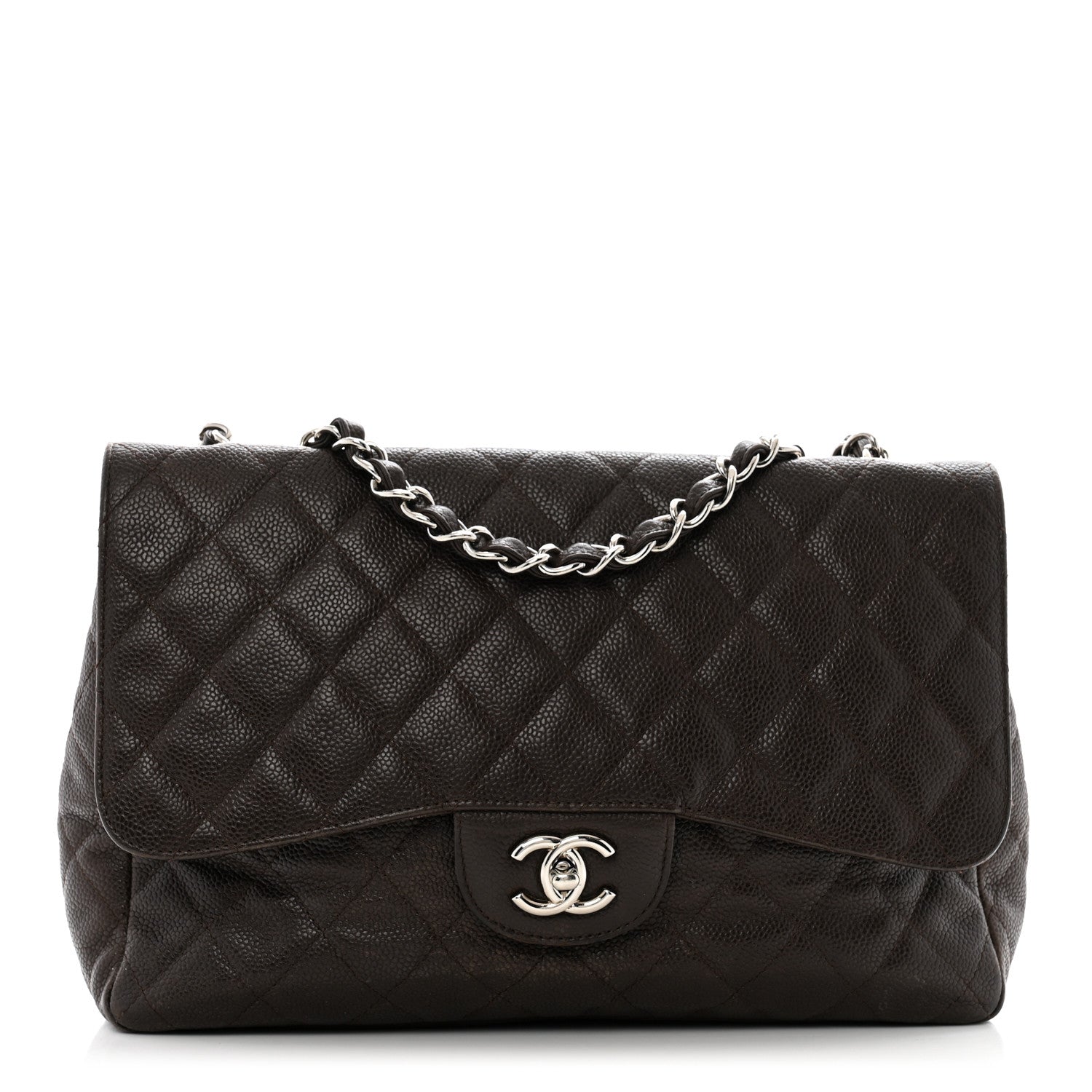 Chanel Caviar Quilted Jumbo Single Flap Dark Brown 1 of 15