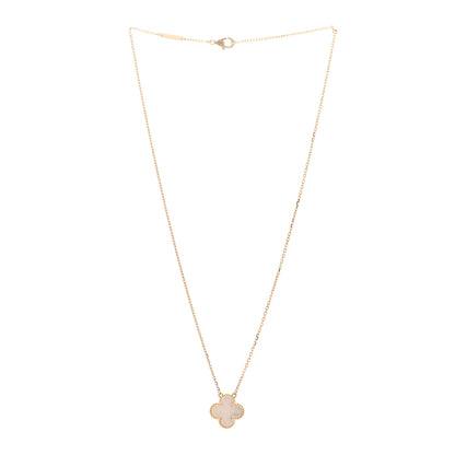 Van Cleef & Arpels 18K Yellow Gold Mother of Pearl Vintage Alhambra Pendant Necklace 4 of 7