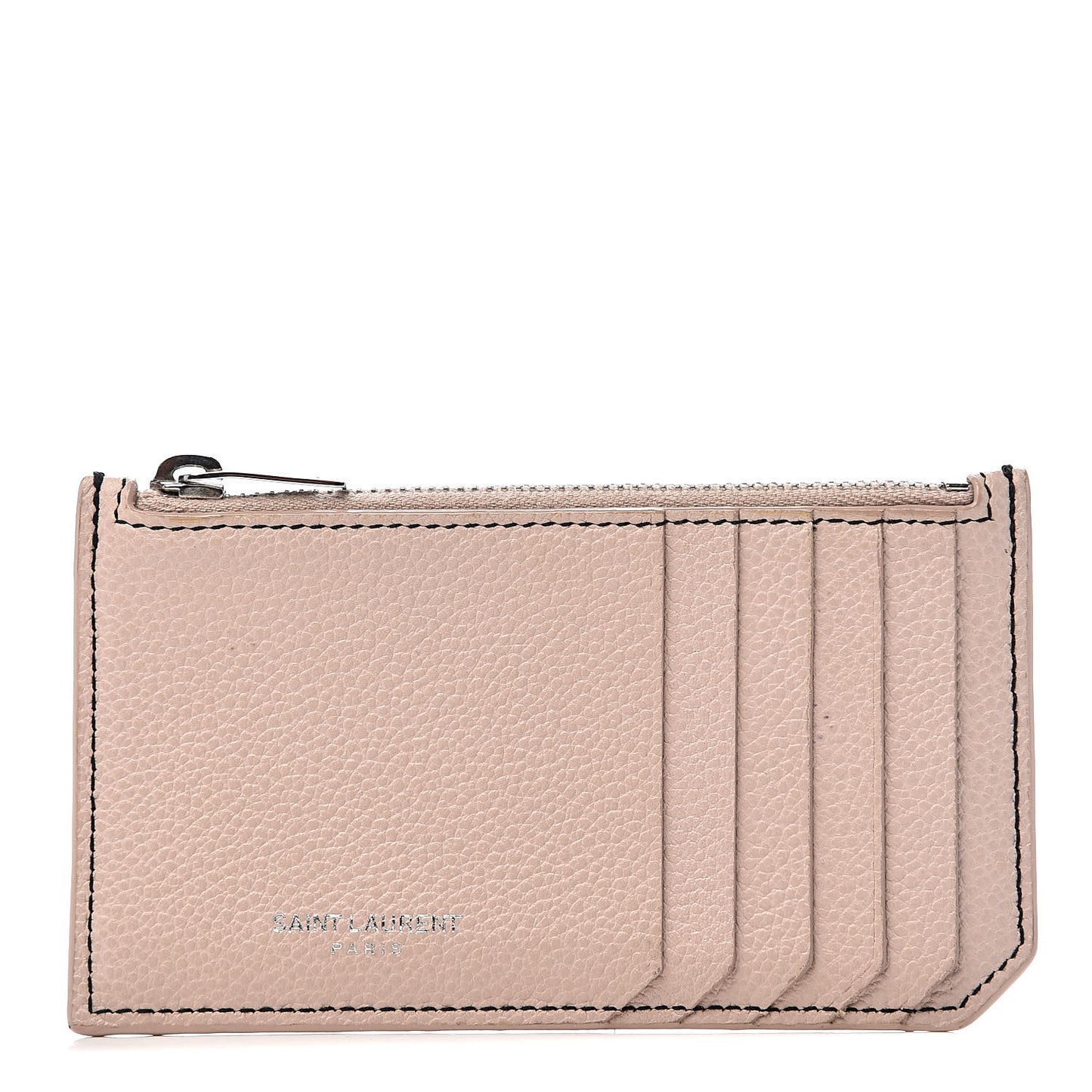 Grained Calfskin 5 Fragments Zip Pouch Card Holder Marble Pink