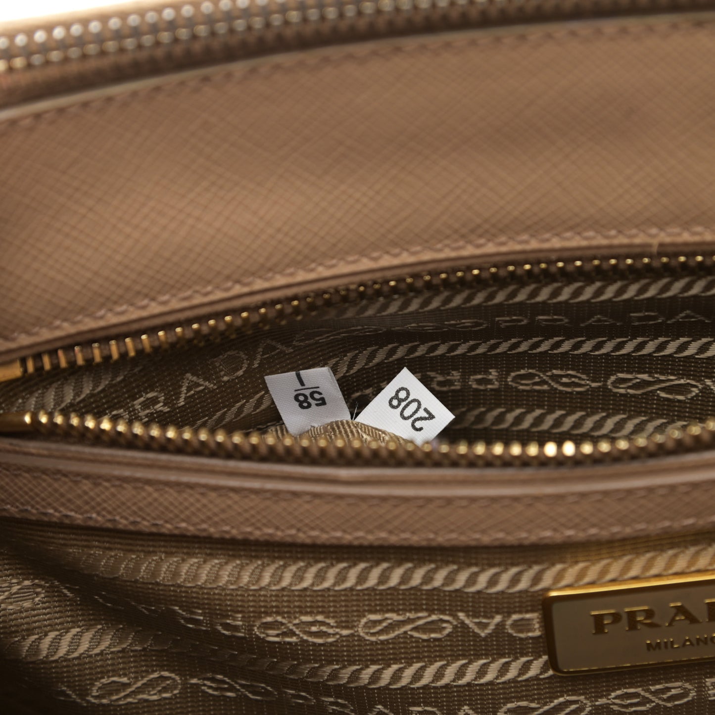 Saffiano Lux Mini Galleria Double Zip Tote Sabbia