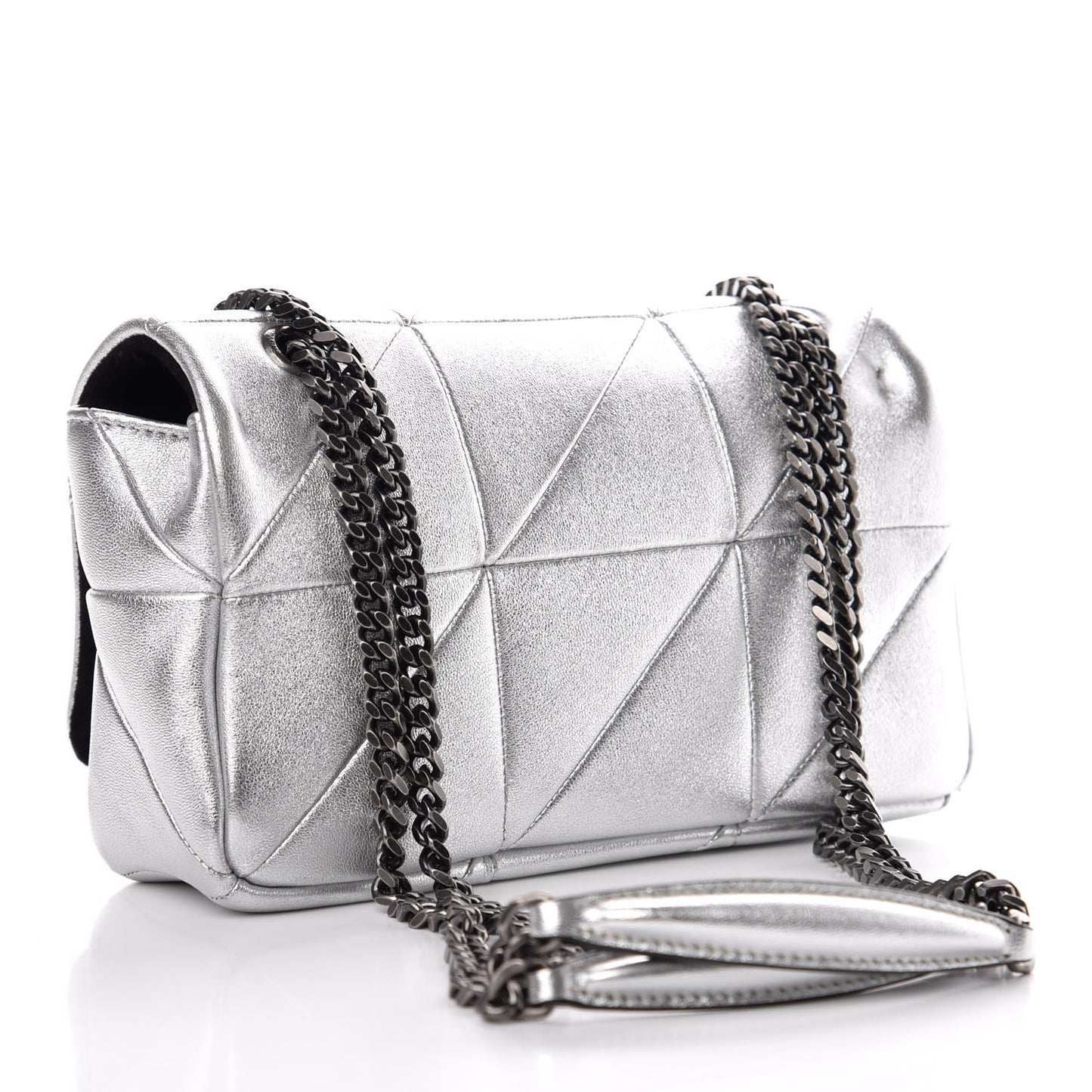 Metallic Lambskin Patchwork Monogram Small Jamie Silver