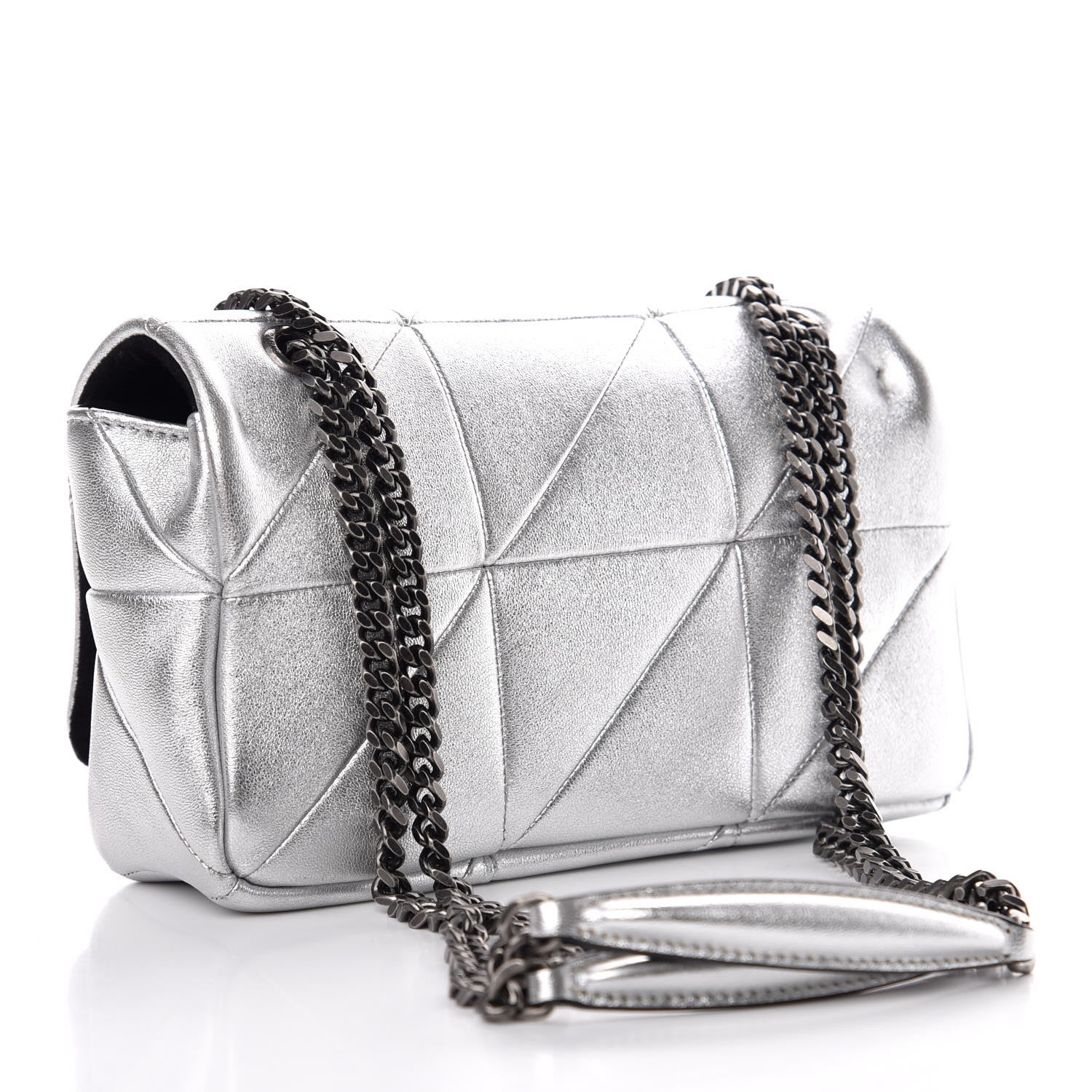Saint Laurent Metallic Lambskin Patchwork Monogram Small Jamie Silver 3 of 7